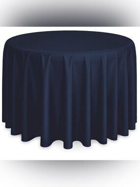 132” Round Tablecloth for Home Dining - Navy Blue